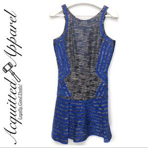 Parker Blue Gray Boucle Dress Fit and Flare